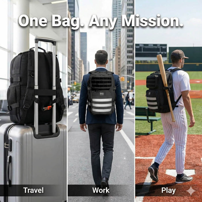 Load image into Gallery viewer, Multifunctional backpack used for travel, work, and baseball activities.