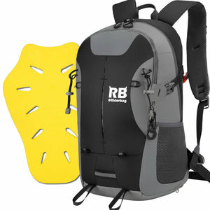 black motorcycle backpack with motorcycle back protector