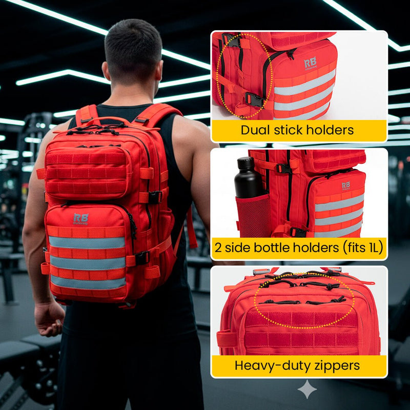 Load image into Gallery viewer, Riderbag Xtreme 30L Tactical Backpack - Red - Military Backpack | Riderbag Reflective Bike Commuter & Motorcycle Backpacks