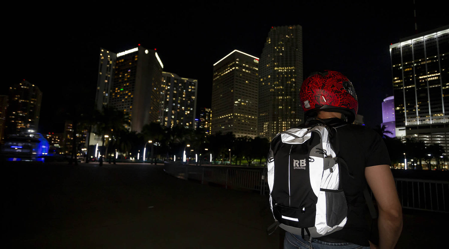 reflective backpack, motorcycle backpack, bike bag, bike backpack, reflective bag, bike safety, riderbag