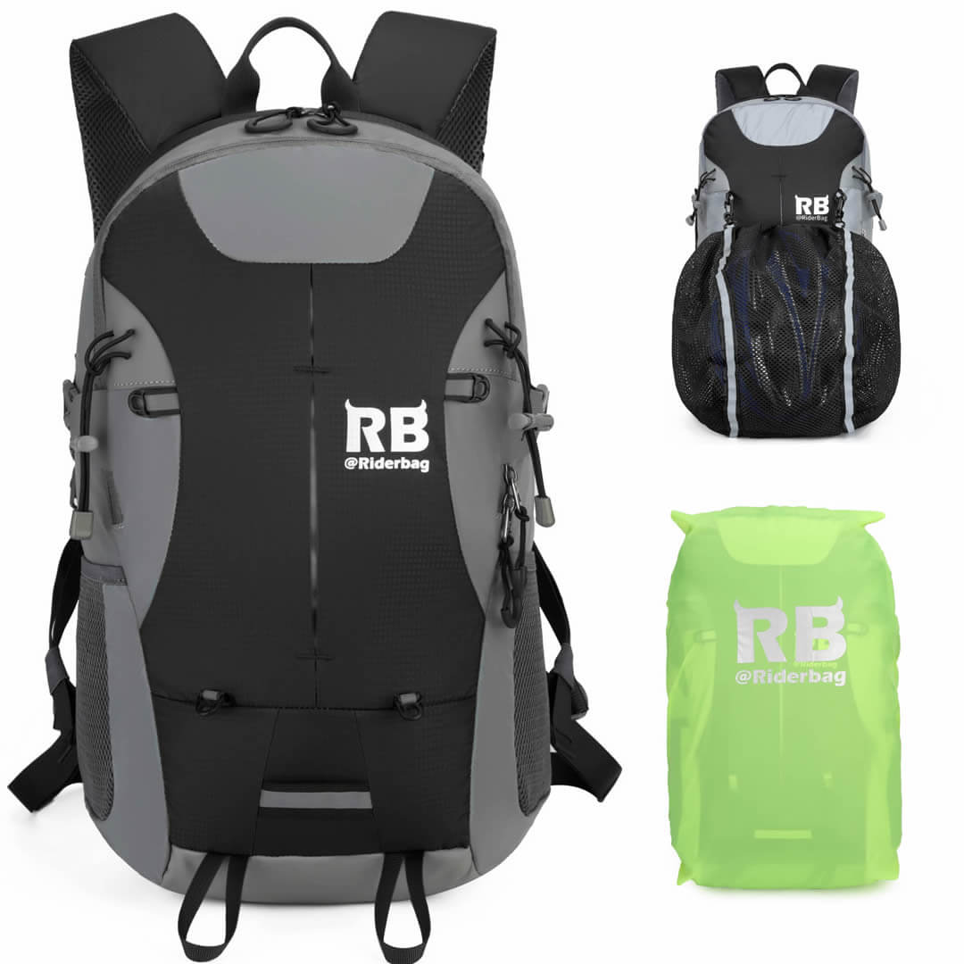 Riderbag Reflective Backpack. Bike, Hiking, and Motorcycle Backpack (Black) Adult Unisex, Size: 35 Large
