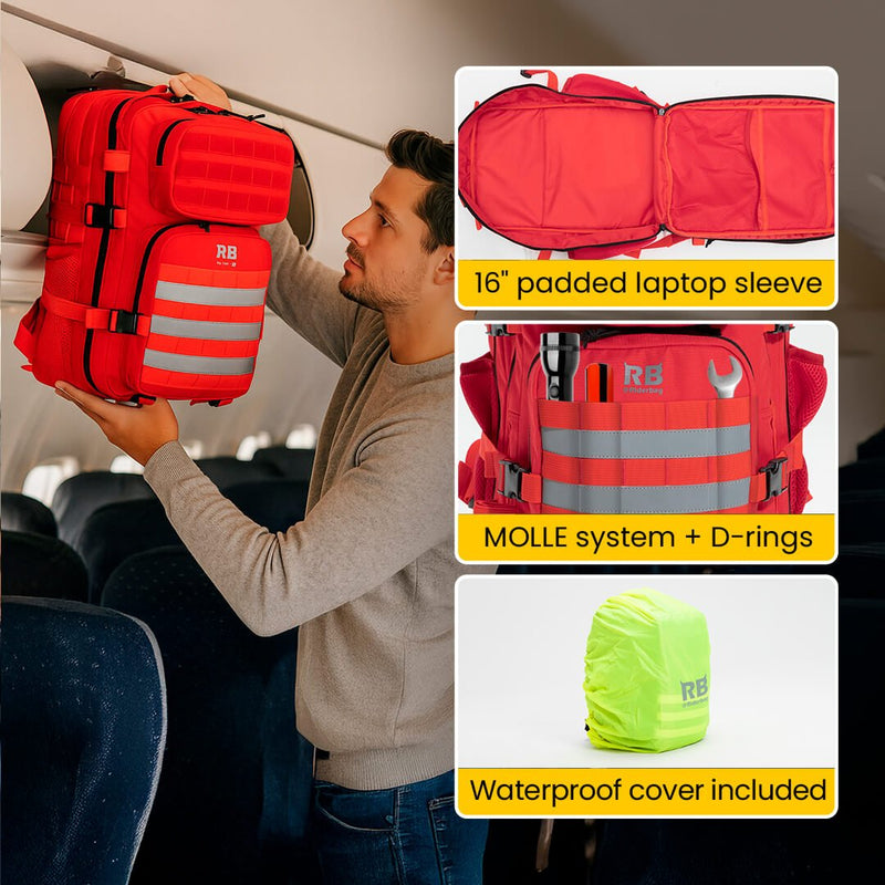 Load image into Gallery viewer, Riderbag Xtreme 30L Tactical Backpack - Red - Military Backpack | Riderbag Reflective Bike Commuter & Motorcycle Backpacks