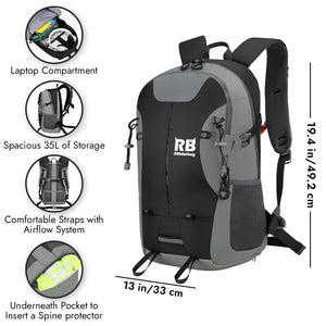 Black Backpack, commuter backpack, motorcycle backpack, reflective