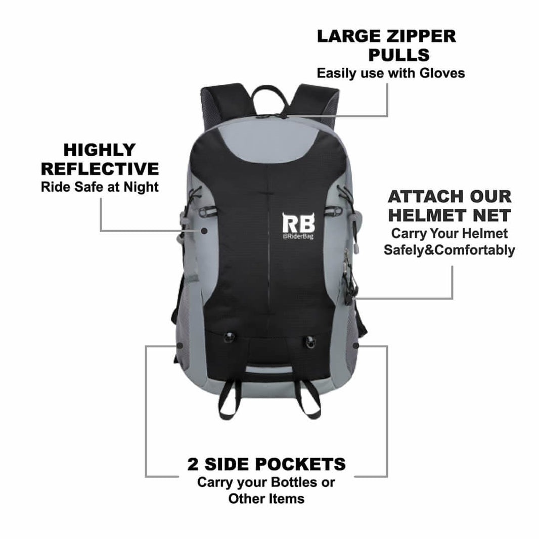 High Visibility Black Reflective Commuter Motorcycle Backpack Riderbag ...