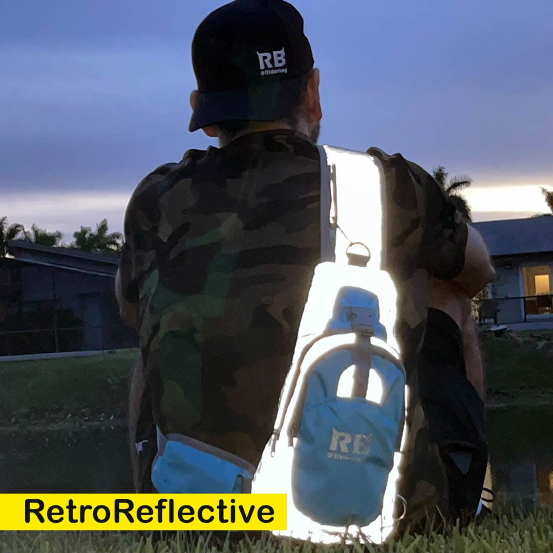Reflective Crossbody Bag Sling bag. Shoulder Backpack Unisex Blue Riderbag