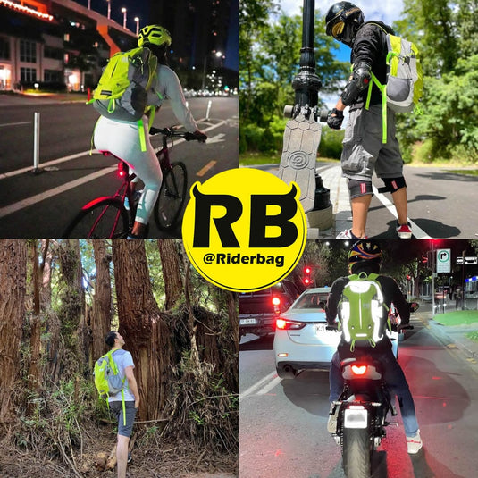 bike helmet hi visability Riderbag High Visibility Reflective Backpack |Riderbag Reflektor35, Adult Unisex, Size: 35 Large, Green