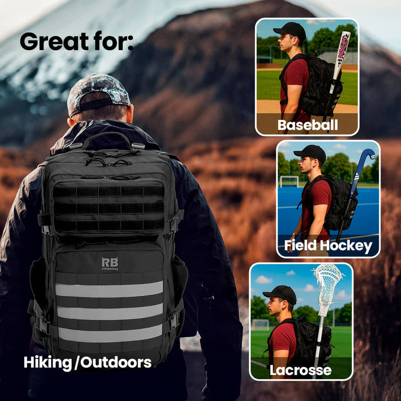 Load image into Gallery viewer, large tactical backpack, 45 liter, lacrosse backpack, hockey backpack, baseball backpack
