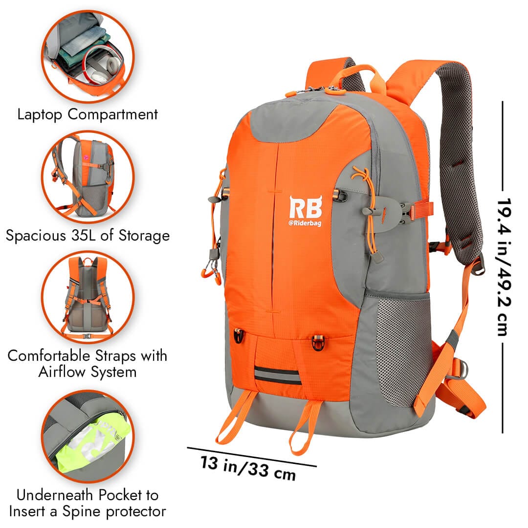orange backpack, hi vis, high visibility, commuter backpack, cycling backpack