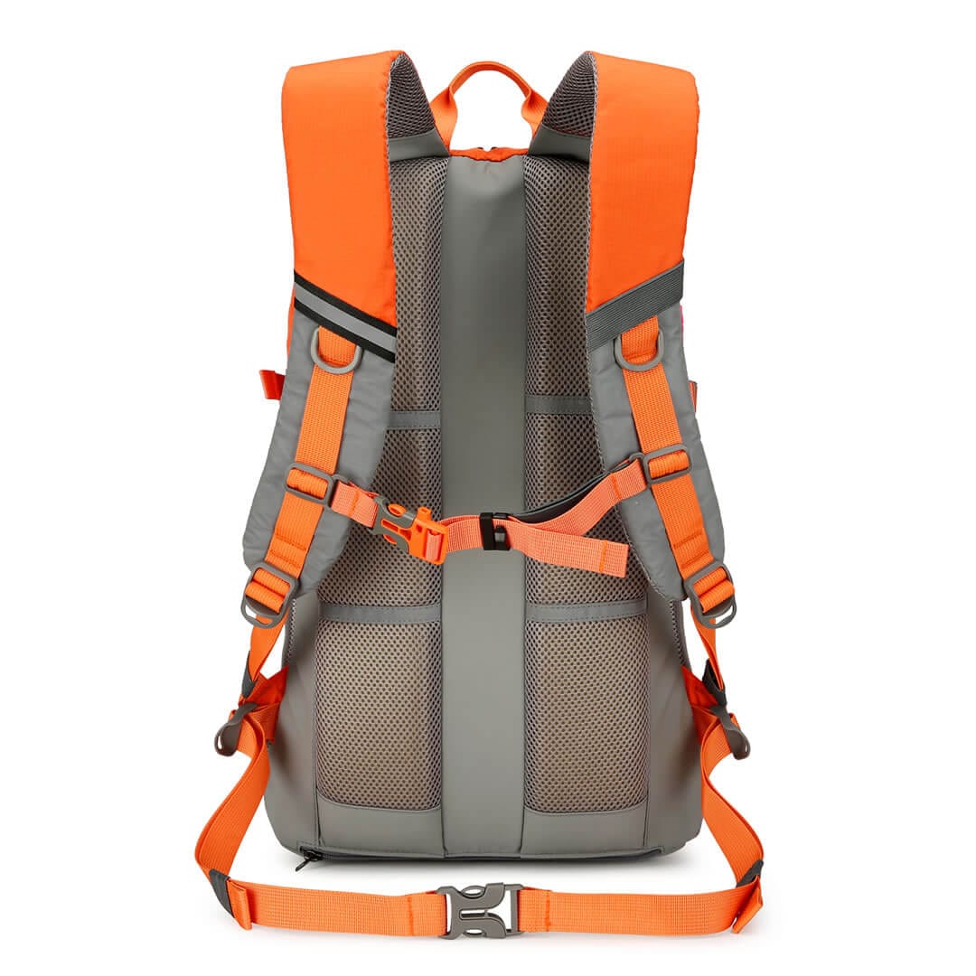 orange Reflective Commuter Backpack with shoulder and body straps