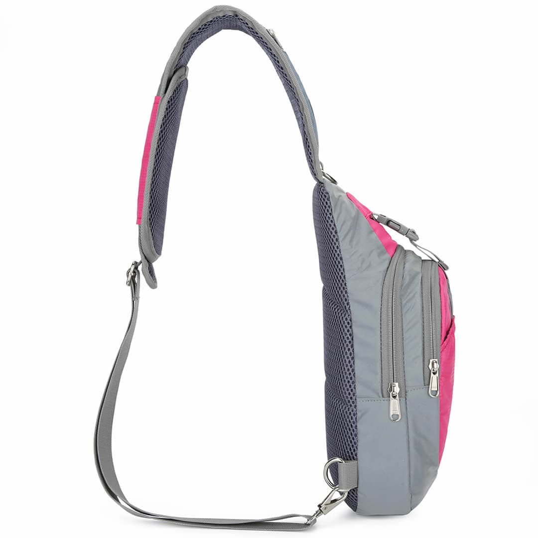 High Visibility Reflective Pink Sling Bag, Crossbody Bag, Shoulder Backpack by Riderbag Unisex