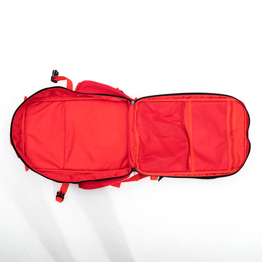 red travel backpack, backpack with laptop compartment