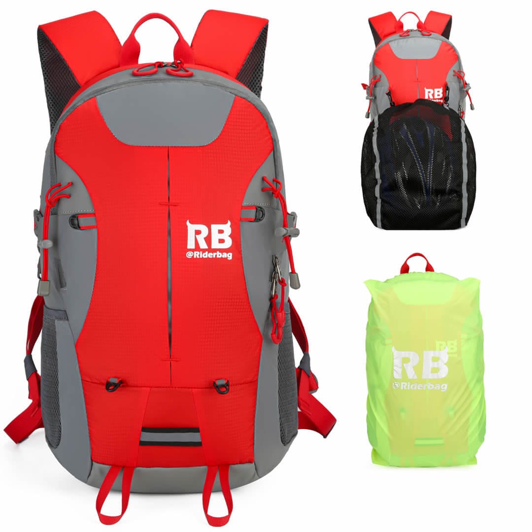 red backpack, motorcycle backpack, bike backpack, commuter, travel, hiking