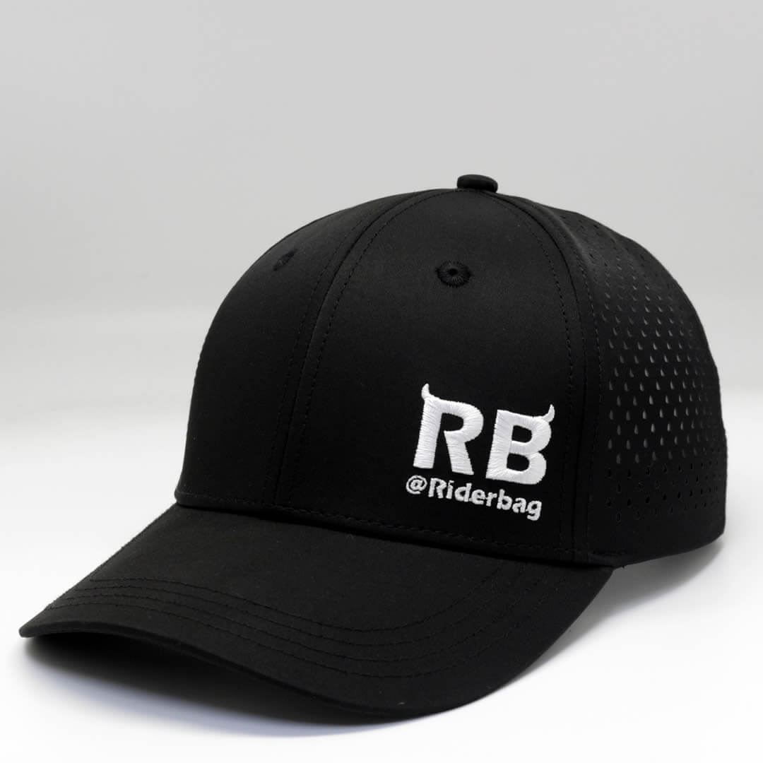 Black Premium Sports Cap, Baseball Cap, Golf Cap. Dri Fit Hat (Curved Bill Hat) | Riderbag