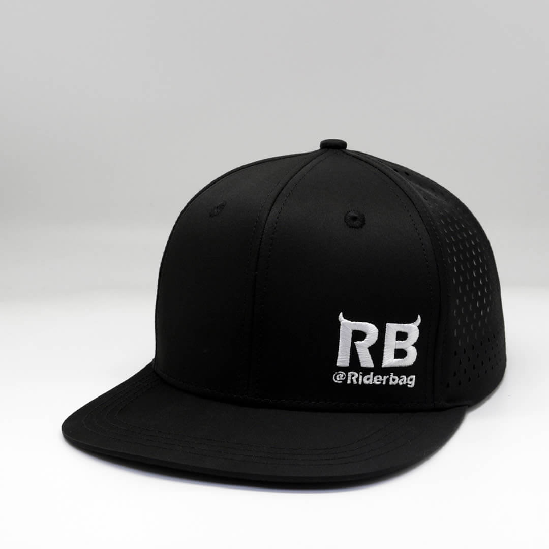 Black Premium Sports Cap, Baseball Cap, Golf Cap. Dri Fit Hat (Flat Bill Hat) | Riderbag