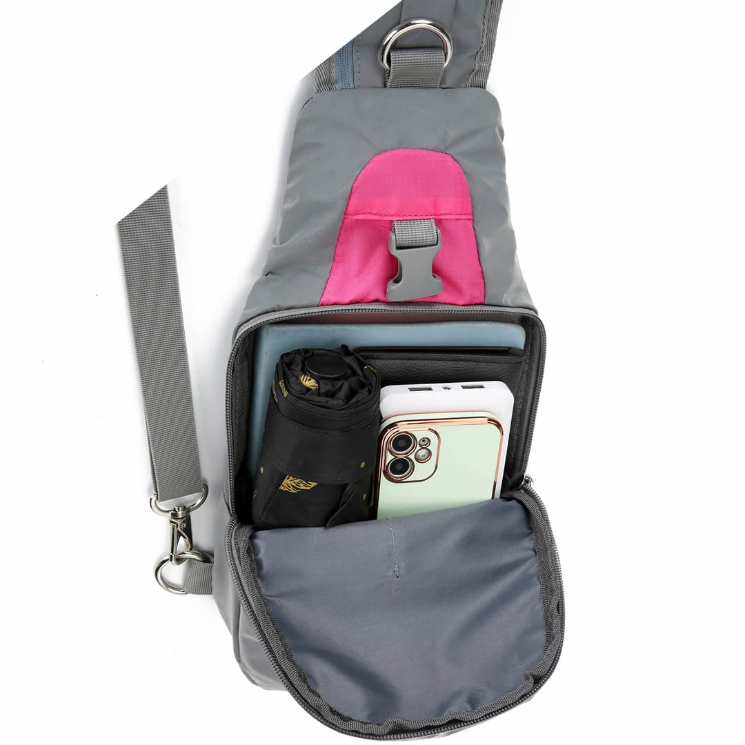 Female Sling Bags Crossbody Bag Nylon Shoulder Chest Bag,Pink 